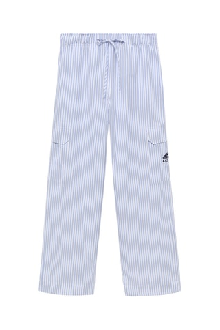Pantalon en popeline rayée avec poches - Bleu