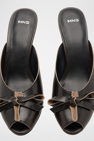 Sandales à talons en cuir avec nœud - Marron