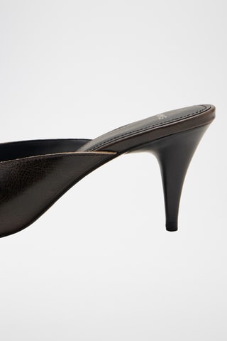 Sandales à talons en cuir avec nœud - Marron