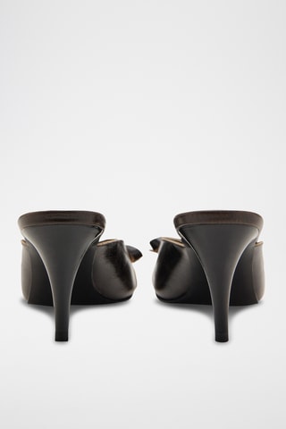 Sandales à talons en cuir avec nœud - Marron