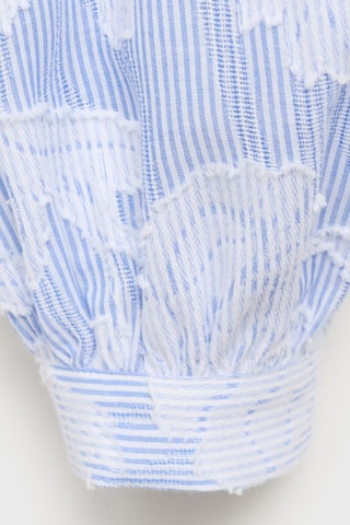Chemise rayée avec détails brodés - Bleu