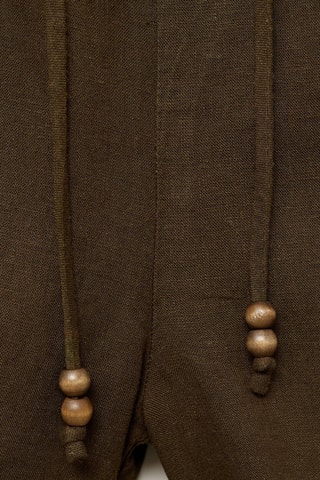 Short droit lin avec cordon - Kaki