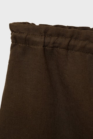 Short droit lin avec cordon - Kaki
