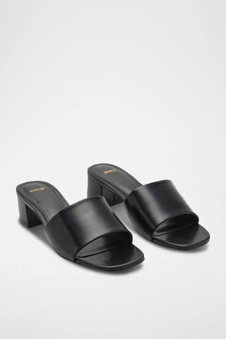Sandales lanière à talon bloc - Noir