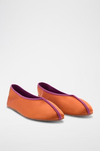 Ballerines en satin passepoil contrasté - Orange