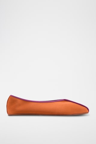 Ballerines en satin passepoil contrasté - Orange