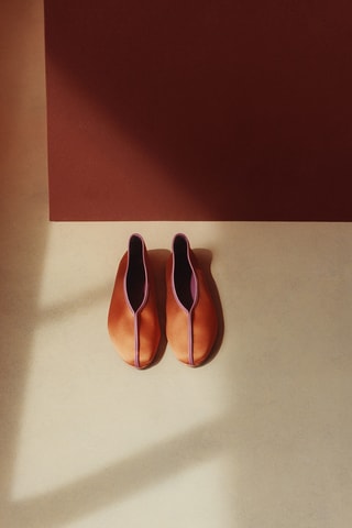 Ballerines en satin passepoil contrasté - Orange