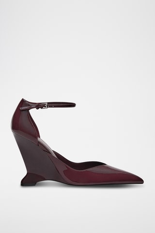 Chaussures cuir semelle compensée incurvée - Bordeaux