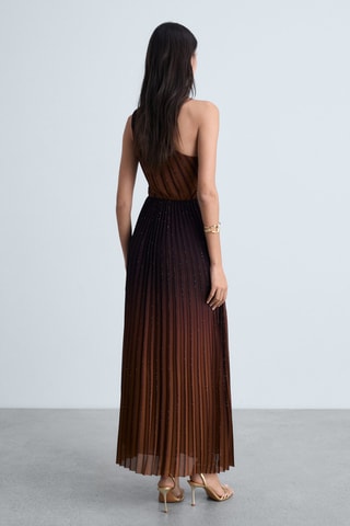 Robe plissée effet dégradé - Marron