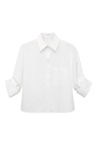 Chemise crop strass - Blanc