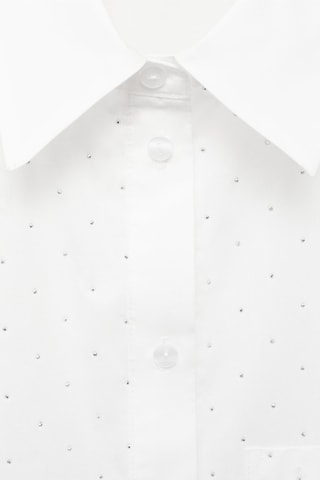 Chemise crop strass - Blanc