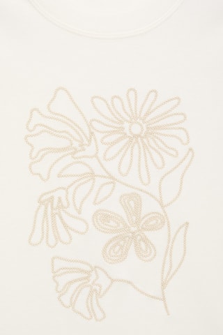 T-shirt coton broderie à fleurs - Blanc