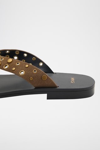 Sandales cuir à œillets - Kaki
