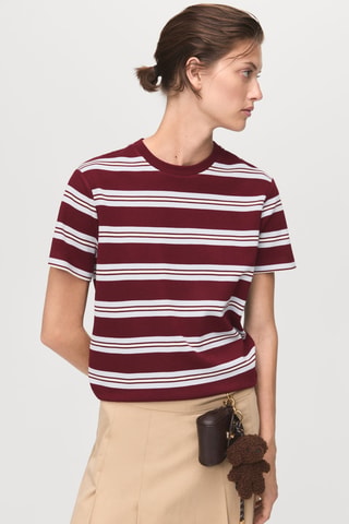 T-shirt manches courtes rayures - Rouge
