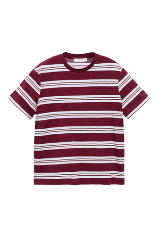T-shirt manches courtes rayures - Rouge