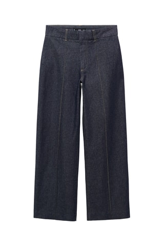 Jean style jupe-culotte taille haute avec coutures - Bleu