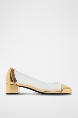 Chaussures à talons combinés en vinyle - Doré