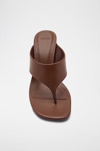 Sandales en cuir à talon compensé contrastant - Marron