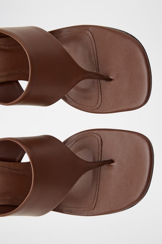 Sandales en cuir à talon compensé contrastant - Marron