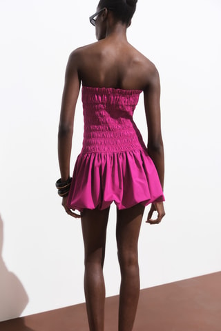 Robe courte froncée ballon - Rose