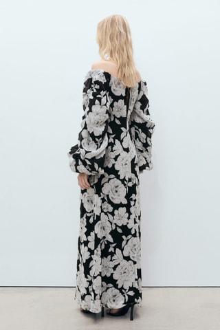 Robe bustier à fleurs - Noir