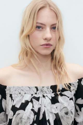 Robe bustier à fleurs - Noir
