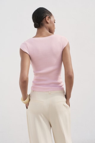Jersey punto canalé manga corta - Rosa