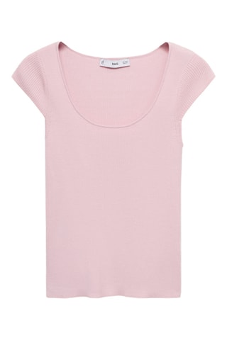 Jersey punto canalé manga corta - Rosa