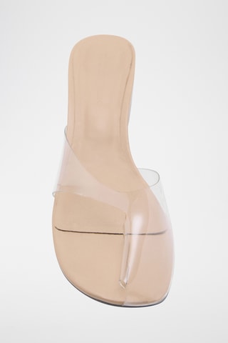Sandales vinyle talon compensé transparent - Beige
