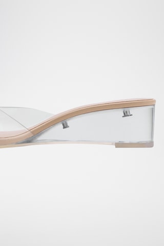 Sandales vinyle talon compensé transparent - Beige