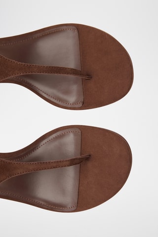 Sandales talon cuir et daim - Marron