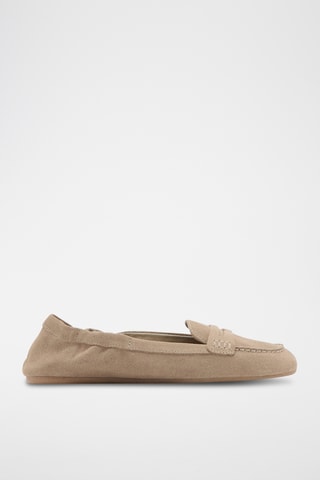 Mocassins suède détail en forme de masque - Beige