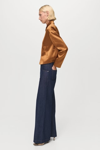 Veste satinée poches - Marron