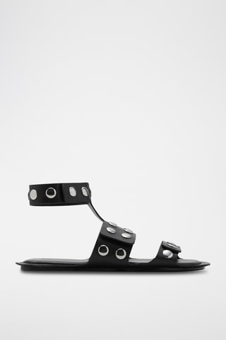 Sandales cuir cloutées - Noir
