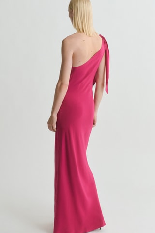 Robe asymétrique à bretelles et nœud - Rouge