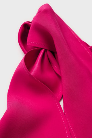 Robe asymétrique à bretelles et nœud - Rouge
