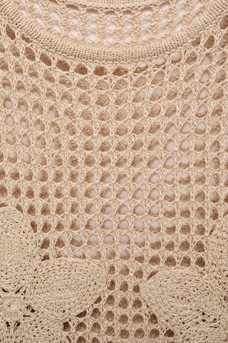 Top en crochet brodé à fleurs - Gris