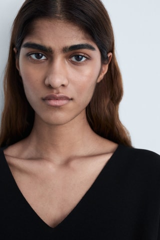 Top en maille col V - Noir
