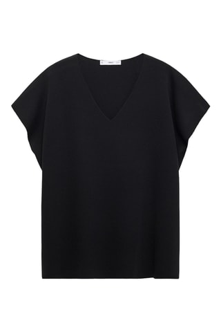 Top en maille col V - Noir