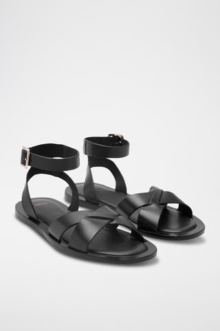 Sandales cuir bride et boucle - Noir