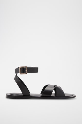 Sandales cuir bride et boucle - Noir