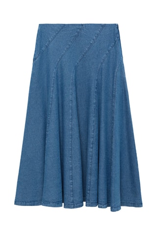 Jupe midi denim coutures - Bleu