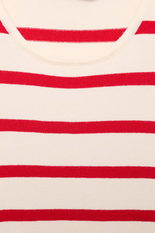 Crop top maille rayures - Rouge