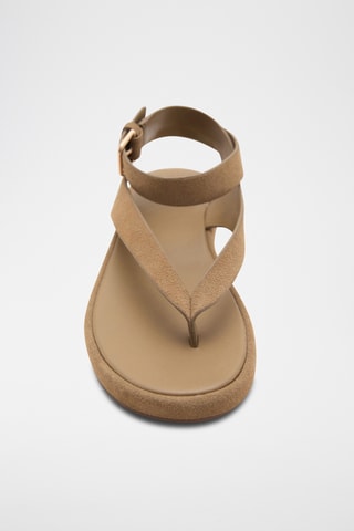 Sandales cuir suède boucle - Beige