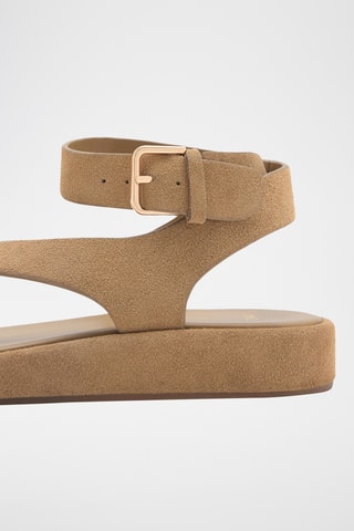 Sandales cuir suède boucle - Beige