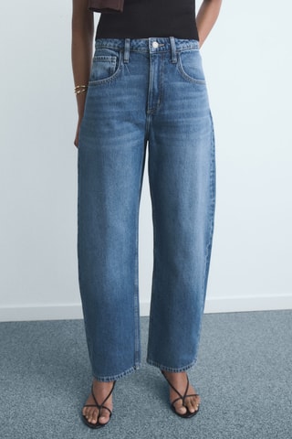 Jean barrel taille haute - Bleu