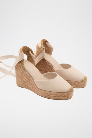 Chaussure à talon compensé avec bride combinée - Blanc