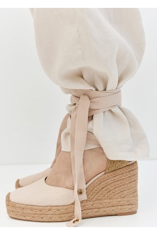 Chaussure à talon compensé avec bride combinée - Blanc