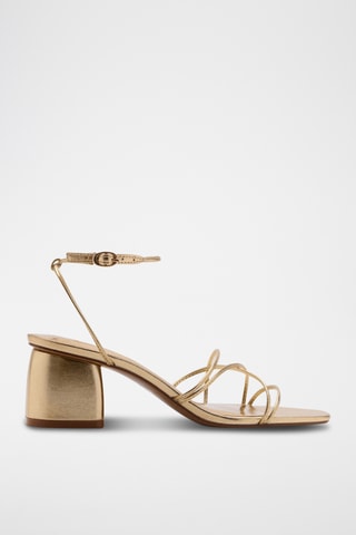 Sandale à talon avec brides croisées - Doré