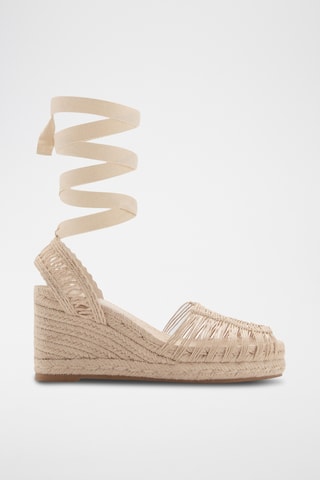 Chaussure à talon compensé en jute à brides - Blanc